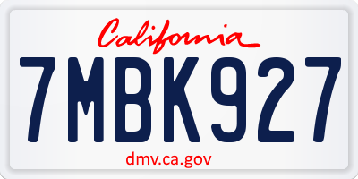 CA license plate 7MBK927