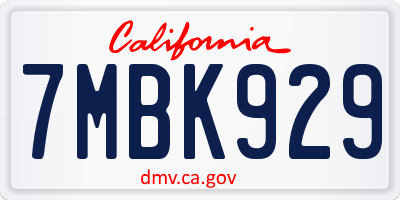 CA license plate 7MBK929