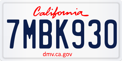 CA license plate 7MBK930