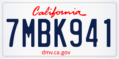 CA license plate 7MBK941