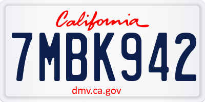 CA license plate 7MBK942