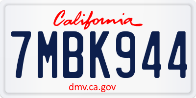 CA license plate 7MBK944