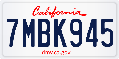 CA license plate 7MBK945