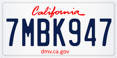 CA license plate 7MBK947