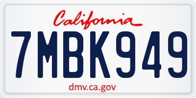 CA license plate 7MBK949
