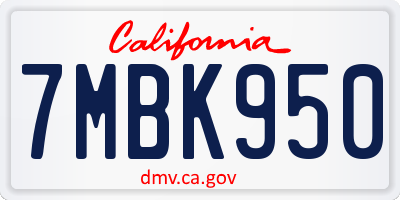 CA license plate 7MBK950