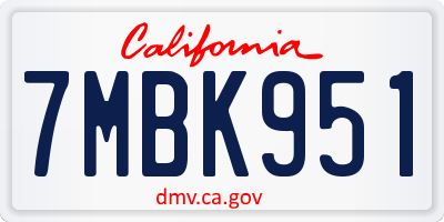 CA license plate 7MBK951