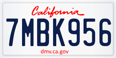 CA license plate 7MBK956