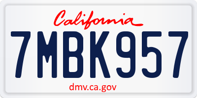 CA license plate 7MBK957