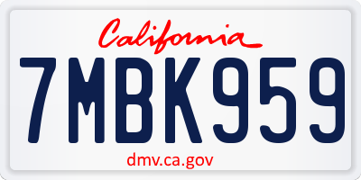 CA license plate 7MBK959