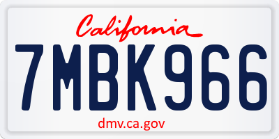 CA license plate 7MBK966