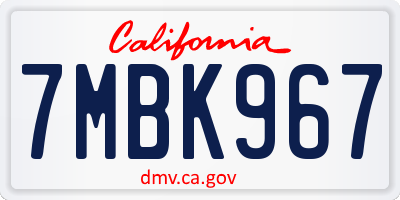 CA license plate 7MBK967