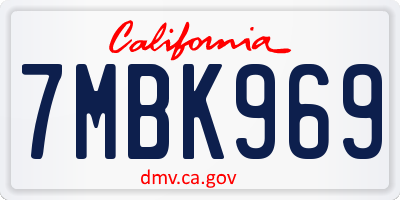 CA license plate 7MBK969