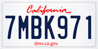CA license plate 7MBK971