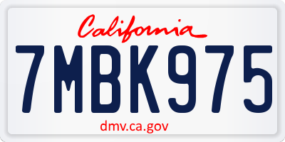 CA license plate 7MBK975