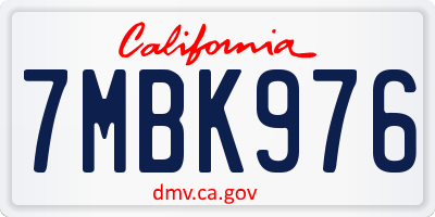 CA license plate 7MBK976