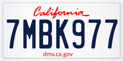 CA license plate 7MBK977