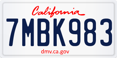 CA license plate 7MBK983