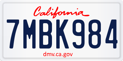 CA license plate 7MBK984
