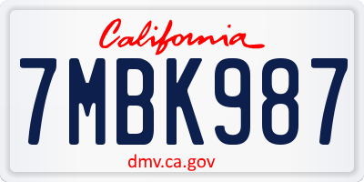 CA license plate 7MBK987