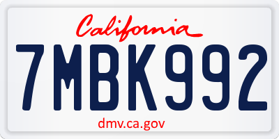 CA license plate 7MBK992