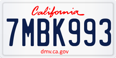 CA license plate 7MBK993