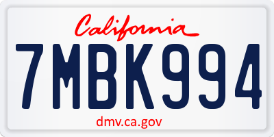 CA license plate 7MBK994