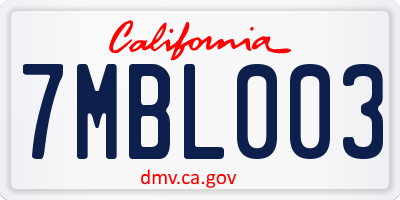 CA license plate 7MBL003