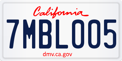 CA license plate 7MBL005
