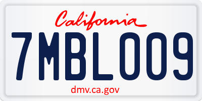 CA license plate 7MBL009