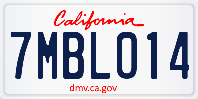 CA license plate 7MBL014