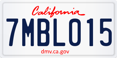 CA license plate 7MBL015
