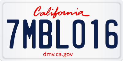 CA license plate 7MBL016