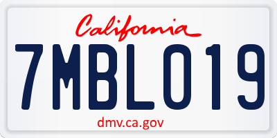 CA license plate 7MBL019