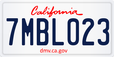 CA license plate 7MBL023