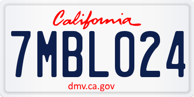 CA license plate 7MBL024