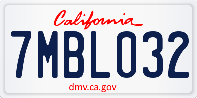 CA license plate 7MBL032