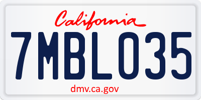 CA license plate 7MBL035