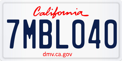 CA license plate 7MBL040