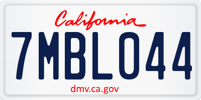 CA license plate 7MBL044