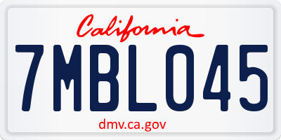 CA license plate 7MBL045