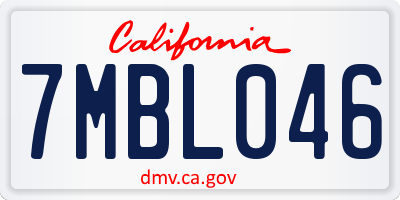 CA license plate 7MBL046
