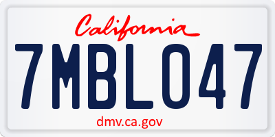 CA license plate 7MBL047