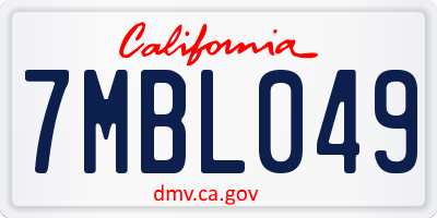 CA license plate 7MBL049