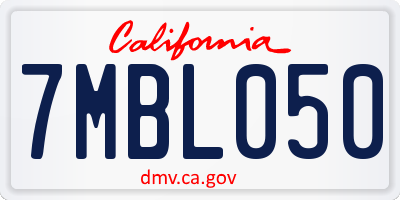 CA license plate 7MBL050