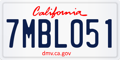 CA license plate 7MBL051