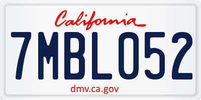 CA license plate 7MBL052