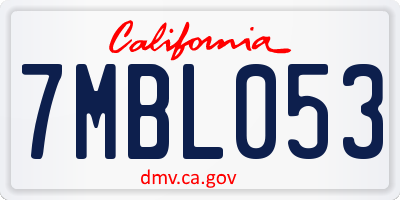 CA license plate 7MBL053