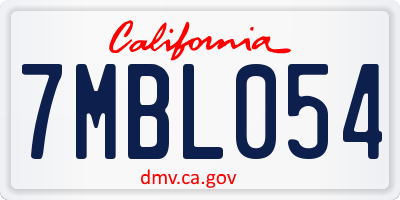 CA license plate 7MBL054