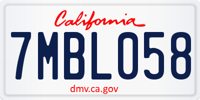 CA license plate 7MBL058